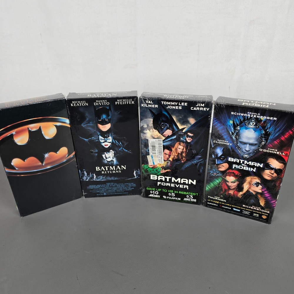 Batman 4-Film VHS Set 1989-1997 Returns Forever Robin Factory Sealed Warner Bros
